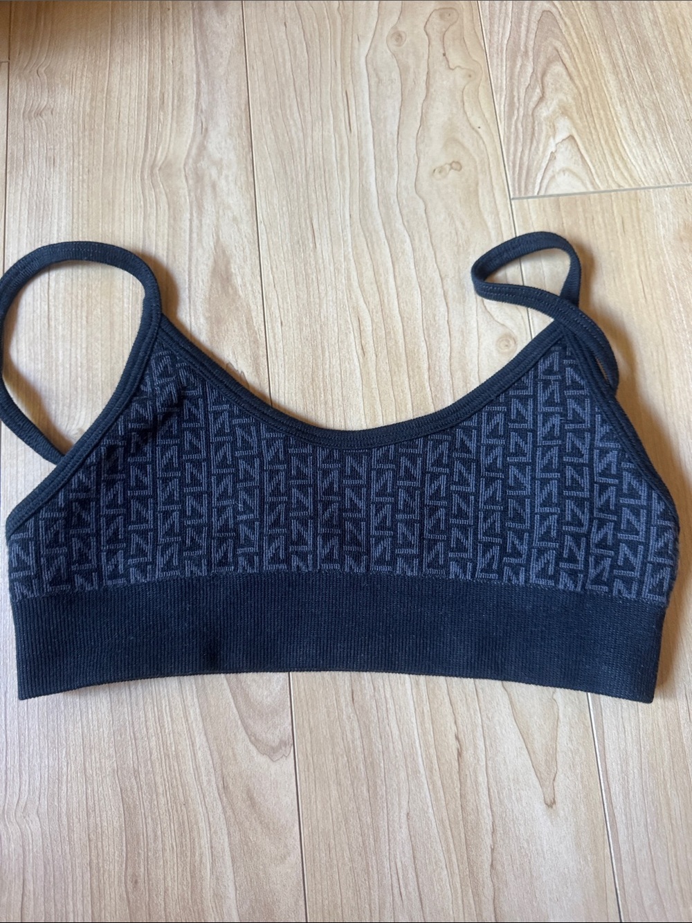 Nagnata Black Tonal Logo Stretch Bralette
